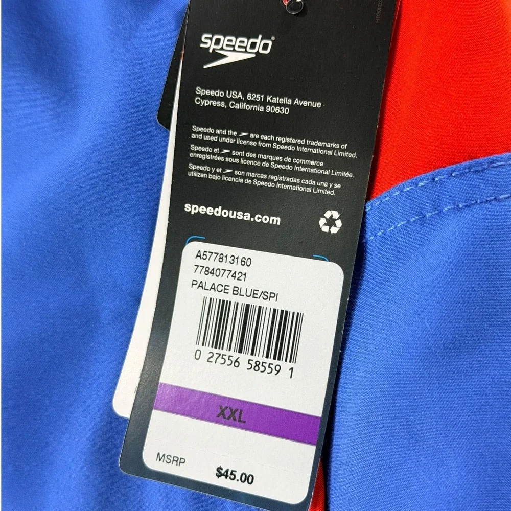 Speedo Marina Volley 20 Swim Trunks XXL Palace Blue Red UPF‎ 50+ New 7784077421